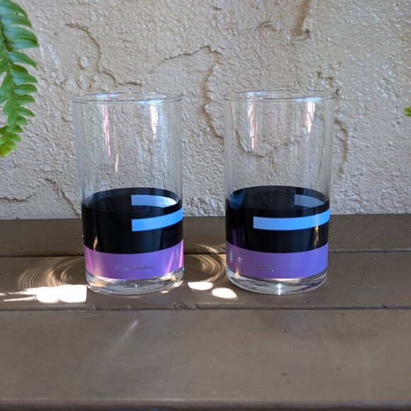 Vintage set of 2 Pierre Cardin matching purple, black, & light blue glasses - Picture 2 of 6